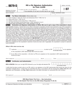 IRS Form 8879-S 2007