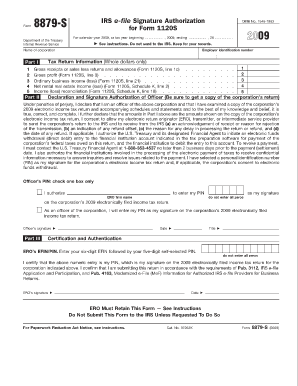 IRS Form 8879-S 2009