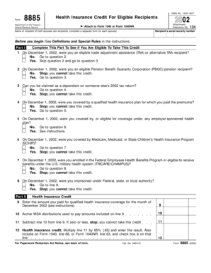 Form 8885 2002 Health Insurance Credit