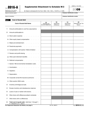 IRS Form 8916-A 2009