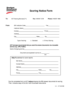 ACT Scoring Notice Form