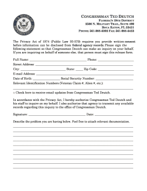 Congressman Ted Deutch Privacy Act Release Form