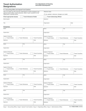 HUD Travel Authorization Form
