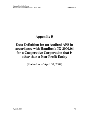 Industry User Guide for the Financial Assessment Subsystem FASS-FHA APPENDIX B Appendix B Data Definition for an Audited AFS in accordance with Handbook IG 2000 - hud