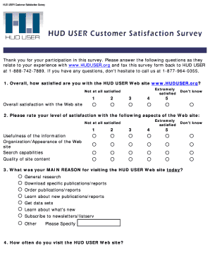 HUD USER Customer Satisfaction Survey
