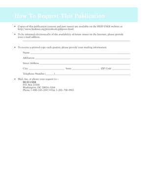 HUD USER Publication Request Form