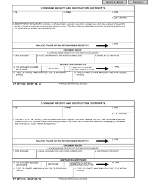 Document Receipt and Destruction Certificate