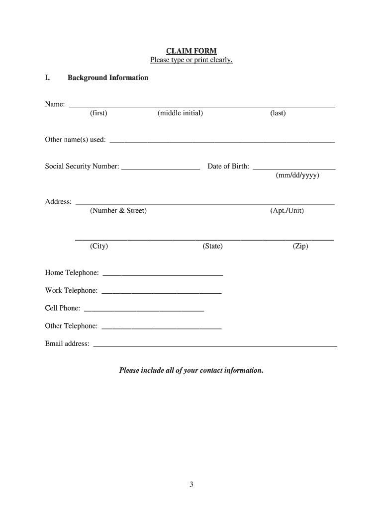 INSTRUCTIONS FOR FILING A CLAIM TO BE CONSIDERED FOR - justice Preview on Page 1