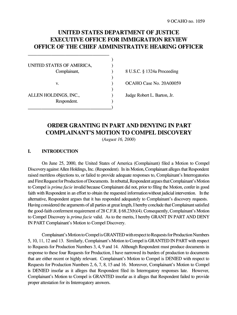 United States v Allen Holdings, Inc - justice Preview on Page 1