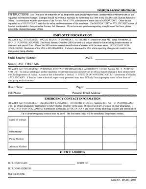 Employee Locator Information Form