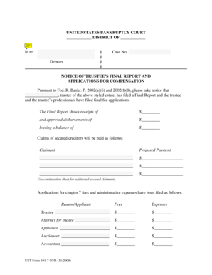 Trustee's Final Report and Applications for Compensation