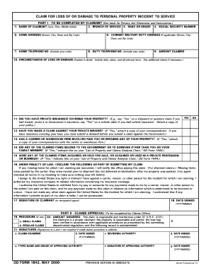 US Military Claim for Loss of Property