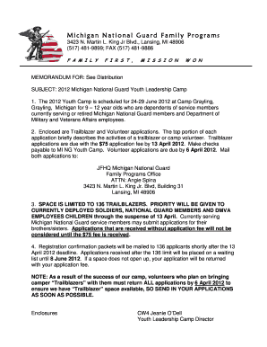 michigan army national guard memorandum form