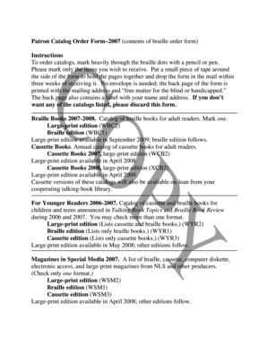 Patron Catalog Order Form