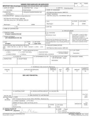 US Federal Purchase Order Form
