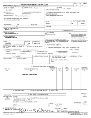 US Federal Order for Supplies or Services