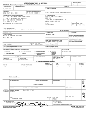 US Federal Purchase Order Form