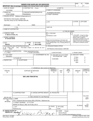 US Federal Order for Supplies or Services