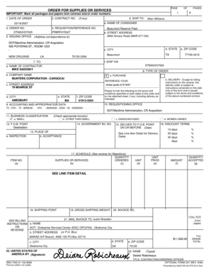 US Federal Purchase Order Form