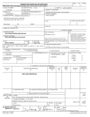 US Federal Order for Supplies or Services