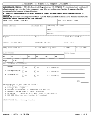 Accelerate to Excellence Program Application