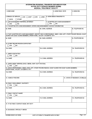 US Military Medical Transfer Form