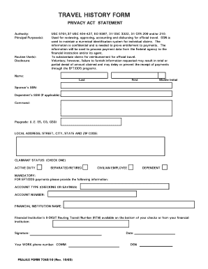 travel history express entry form