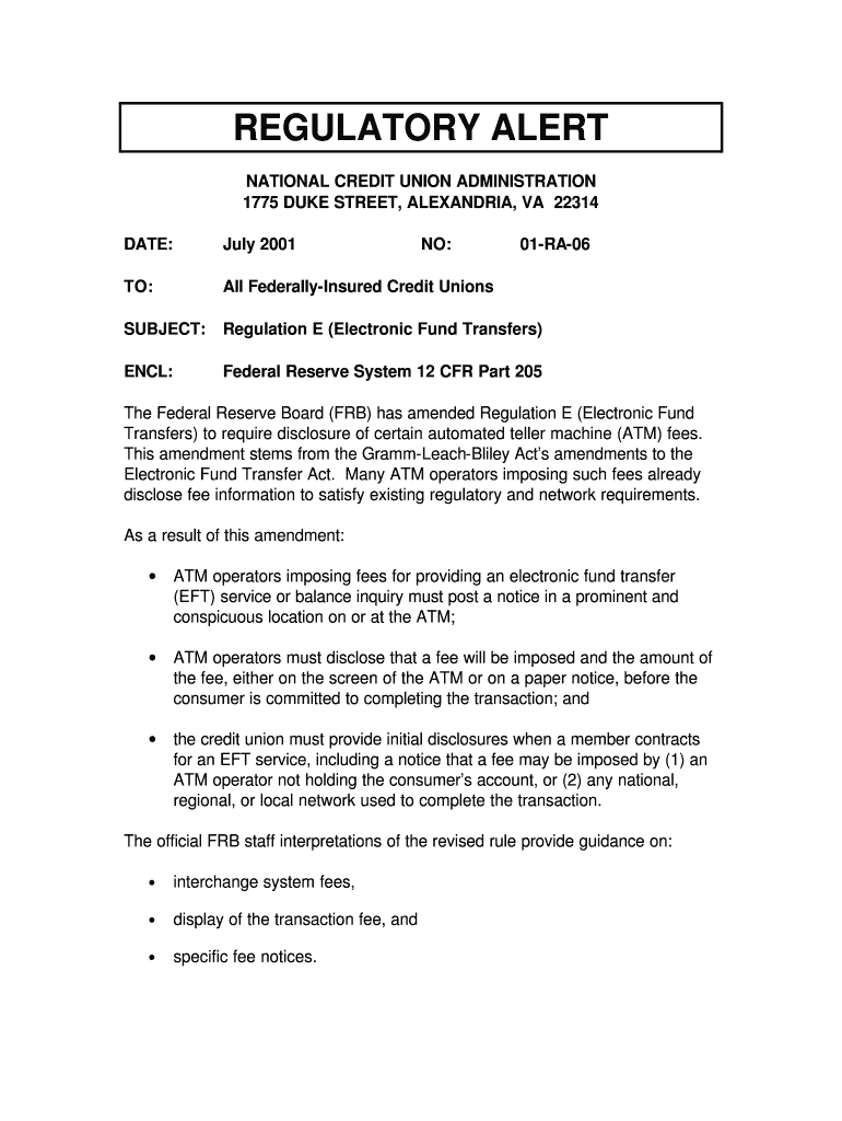 01-RA-06, Regulation E, Electronic Fund Transfers 01-RA-06, Regulation E, Electronic Fund Transfers  Preview on Page 1