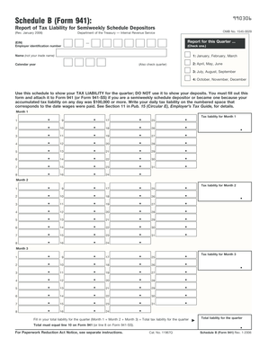 Schedule B (Form 941) Tax Liability Report