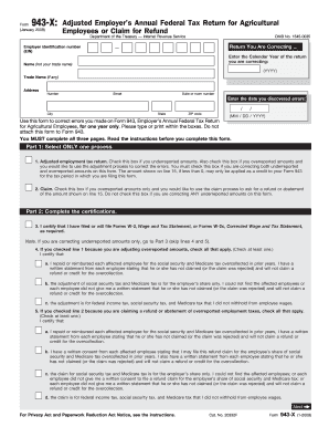 Form 943-X: Adjusted Employer’s Annual Federal Tax Return for Agricultural Employees