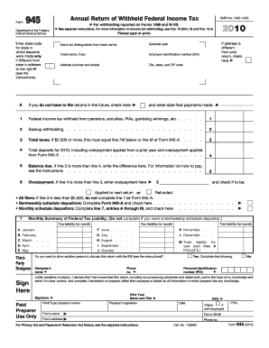 IRS Form 945 2010