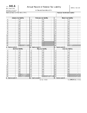 Form 945-A Annual Record of Federal Tax Liability
