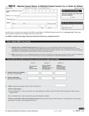 Form 945-X Adjusted Annual Return
