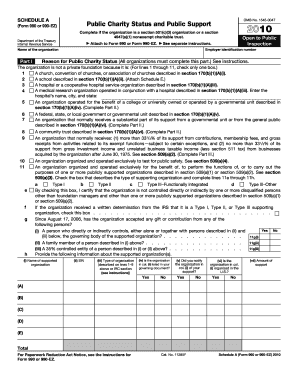 Schedule A Form 990 or 990-EZ