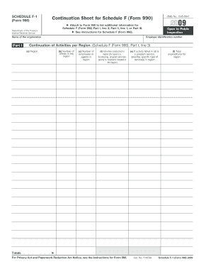 Schedule F-1 Continuation Sheet for Form 990