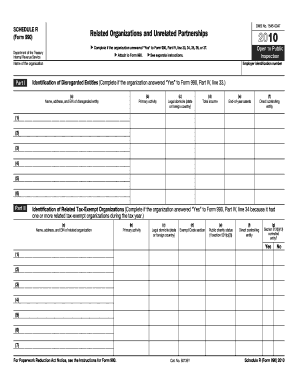 2010 Form 990 (Schedule R). Related Organizations and Unrelated Partnerships - irs