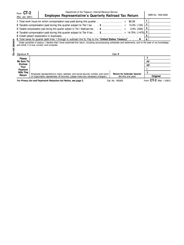 Form CT-2 (Rev January 2001 ) - irs Preview on Page 1