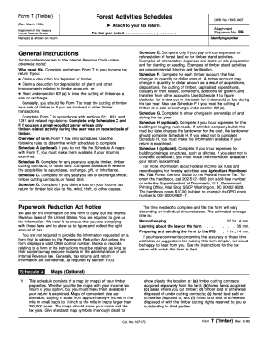 Form T Timber Forest Activities Schedule