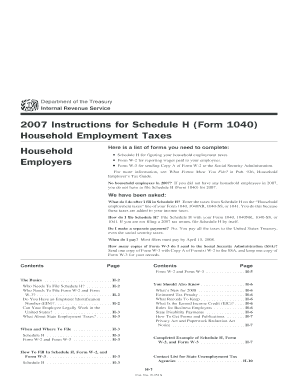 2007 Instructions for Schedule H (Form 1040)