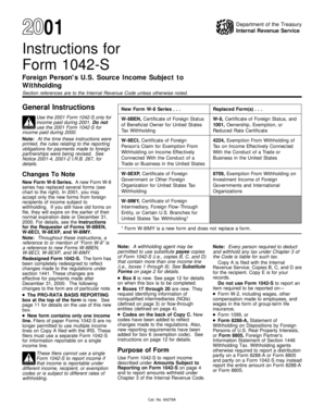 Form 1042-S Instructions 2001