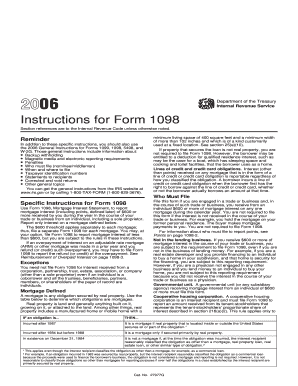 2006 Instruction 1098. Instructions for Form 1098, Mortgage Interest Statement - irs