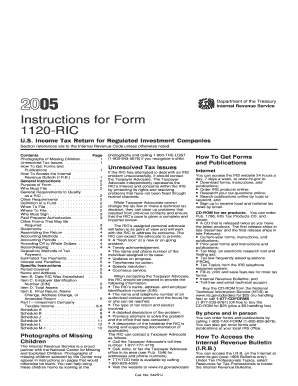 2005 Instruction 1120-RIC. Instructions for Form 1120-RIC, U.S. Income Tax Return For Regulated Investment Companies - irs