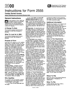 Instructions for Form 2555 Foreign Earned Income
