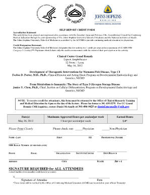 Self-Report Credit Form