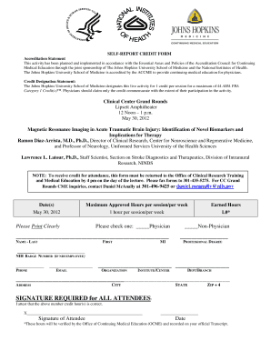 Self-Report Credit Form