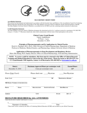 Self-Report Credit Form