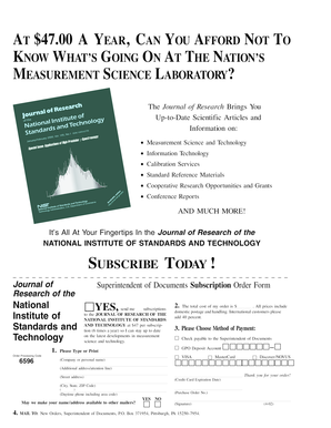 National Institute of Standards and Technology Subscription Form