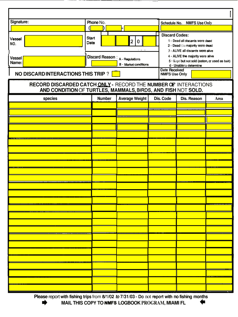 2003 Supplemental Discard Report Form ( Preview on Page 1