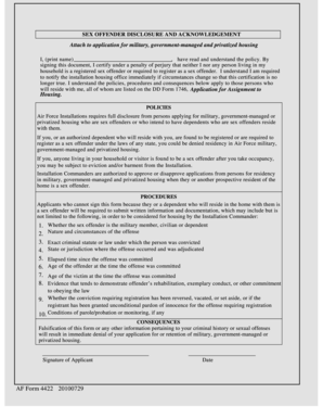 Sex Offender Disclosure and Acknowledgement