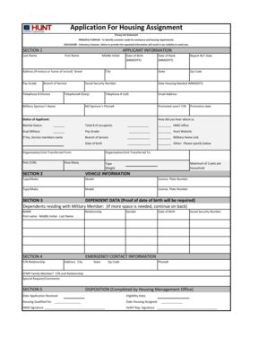 Application For Housing Assignment